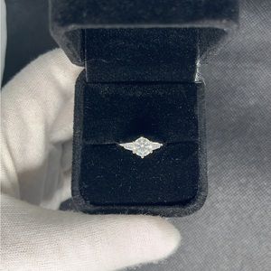1ct moissanite stone baguette side 925 sterling silver ring